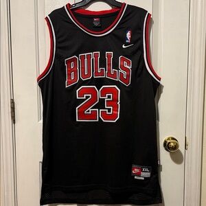 Nike Bulls Black and Red Jersey Michael Jordan